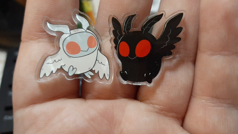 Mothman Pins | Acrylic 25mm rubber stopper