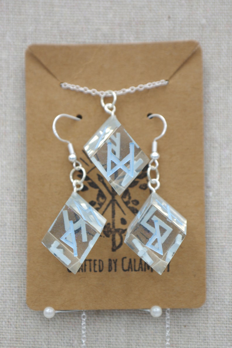Frost Runes Earring and Pendant Set